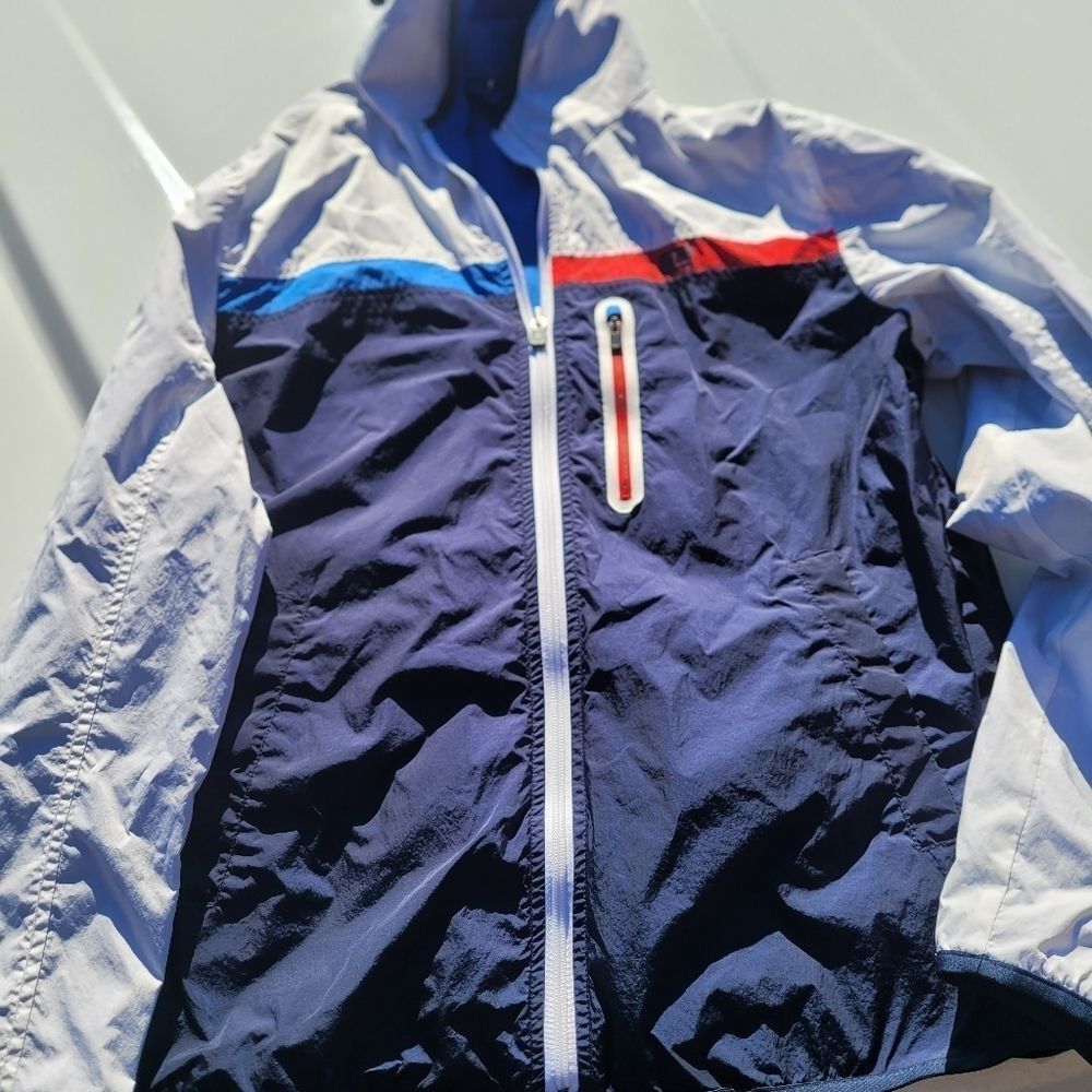 Yacht Windbreaker Rain Jacket Classic Red White Blue Hooded
